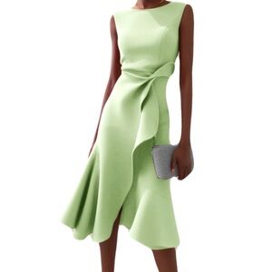 NWT Fehaute Womens Large Pastel Green Sleeveless Midi Dress Summer Bridesmaid